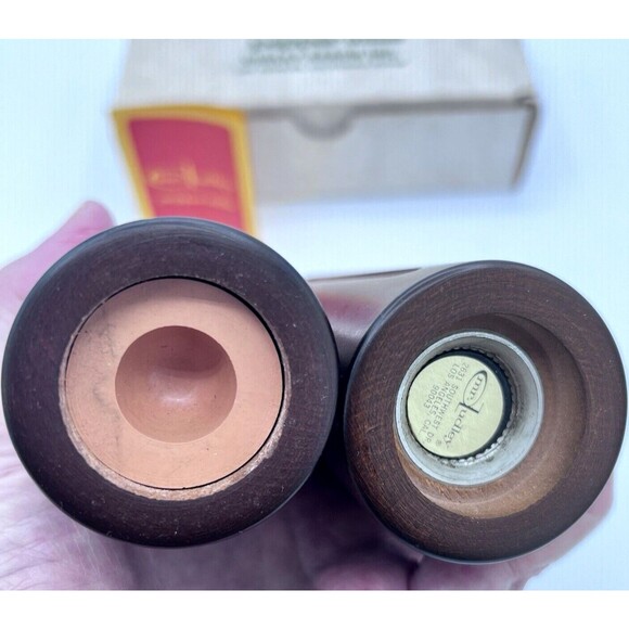 Vintage Pepper Mill & Salt Shaker Danish Modern Inspired Mr. Dudley Wooden w/Box - Picture 6 of 12